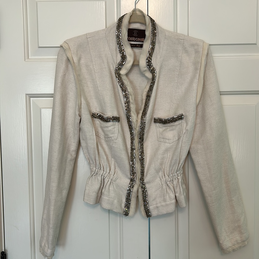 ROBERTO CAVALLI EMBELLISHED BEADED JACKET SIZE 42 / Small